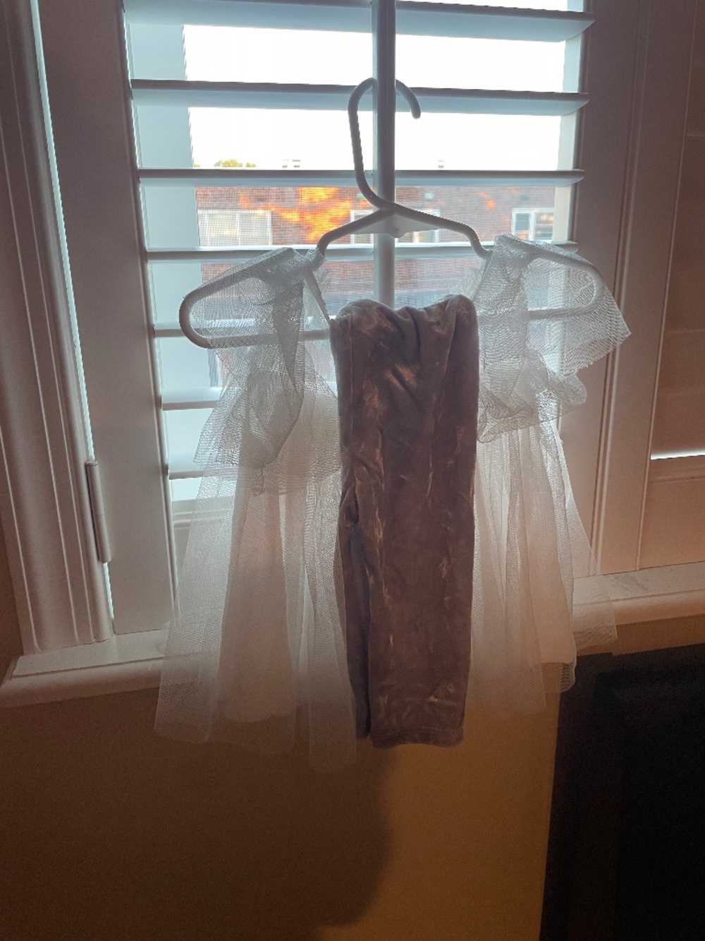 Tulle mock neck with tulle cap sleeve and perry winkel velvet tights